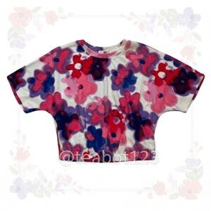 Juicy Couture Crew Neck Short Sleeve Crop Top All Over Floral